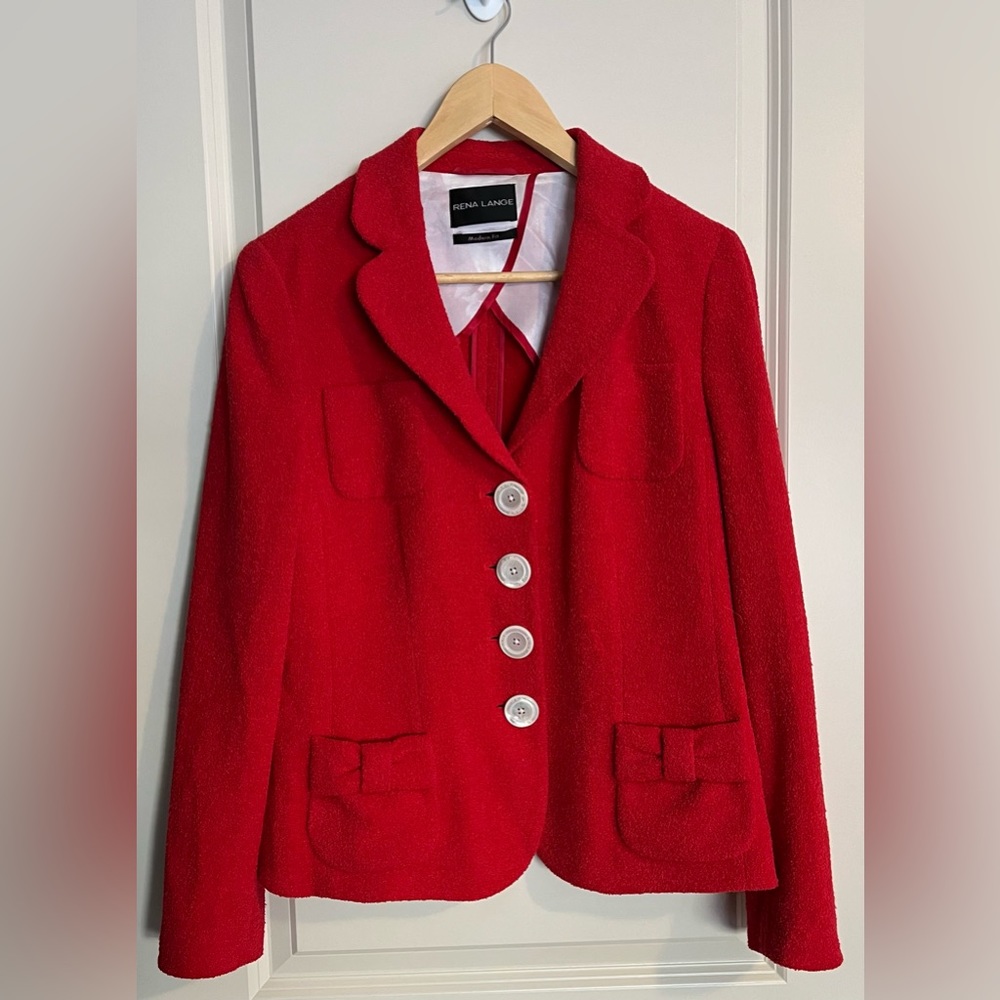 Rena Lange Red Wool Blend Blazer Size 12